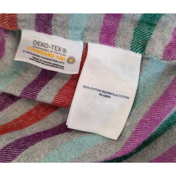 LANDS' END Plus Size 1X Flannel A-line Striped Long Sleeve Tunic Top Very Soft - Picture 9 of 10